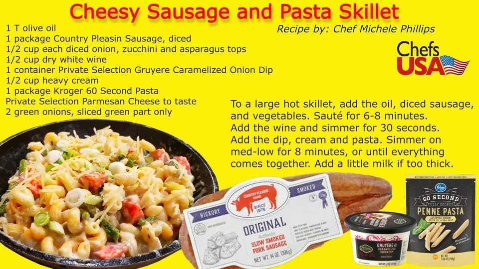 Fight high inflation with this recipe - Cheesy Sausage and Pasta Skillet